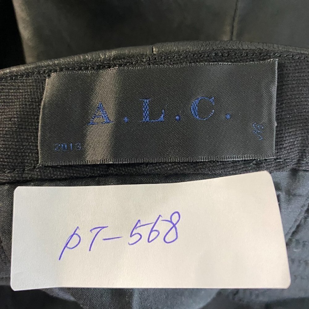 A.L.C. Pants Leather Cotton Black Leg Zip Size 2‎ - Picture 2 of 10